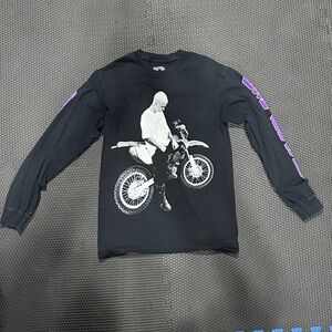 Black Long Sleeve Tee with Graphic Print - Justin Bieber